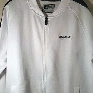 New Era White and Black Lightweight Full-Zip Jacket /BlackRock Logo on Left Side